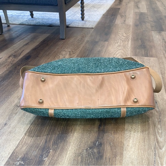 Oscar De La Renta Green Tweed Duffle Bag Luggage Suitcase Travel Bag - Picture 4 of 12